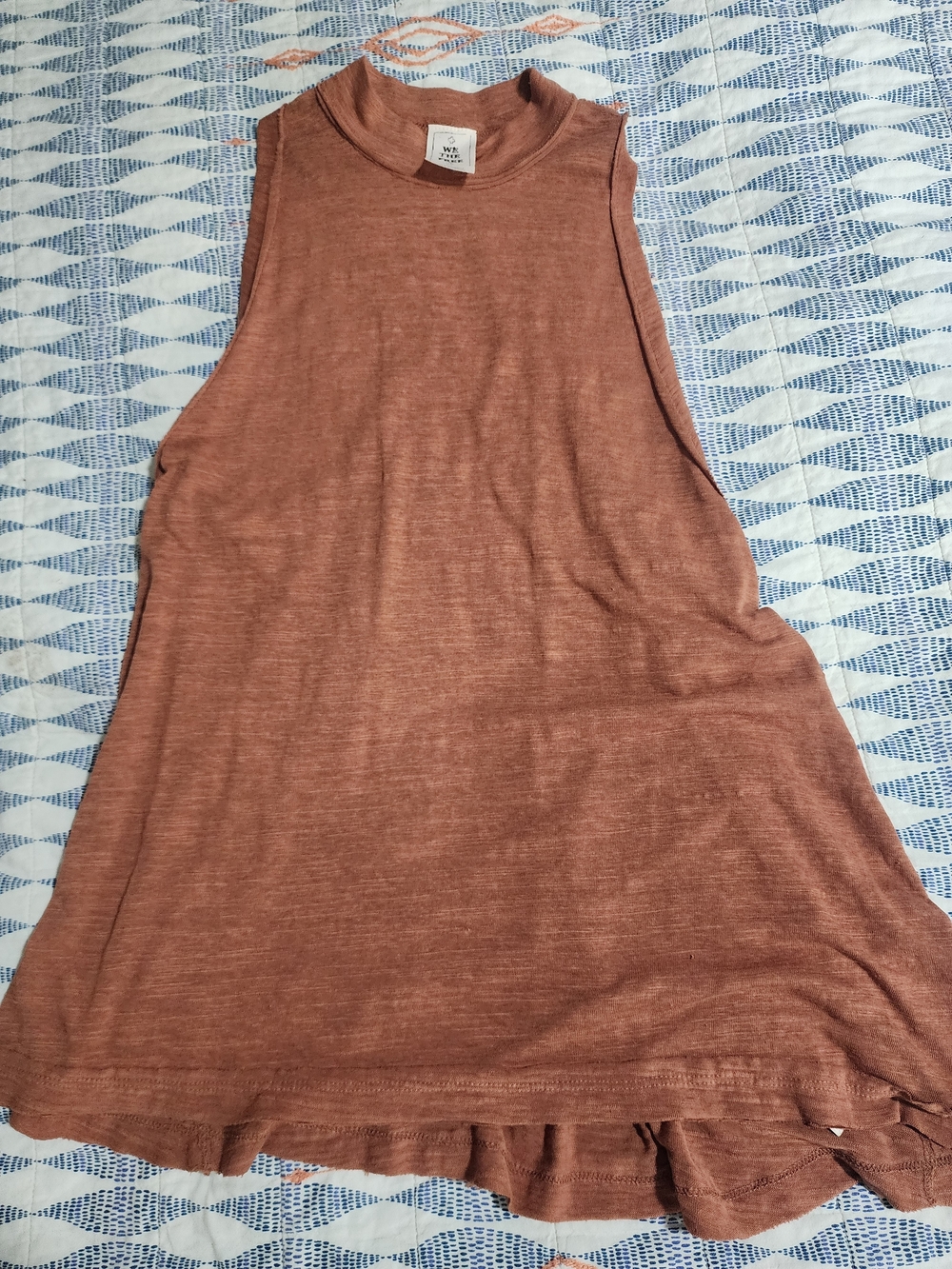 We The Free Burnt Orange Sleeveless Mock Neck Tank